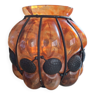 Grand vase Art Déco en verre soufflé - Style Daum / Majorelle