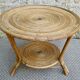 Rattan coffee table, tripod, with double top, 1960s