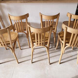 6 light wooden bistro chairs