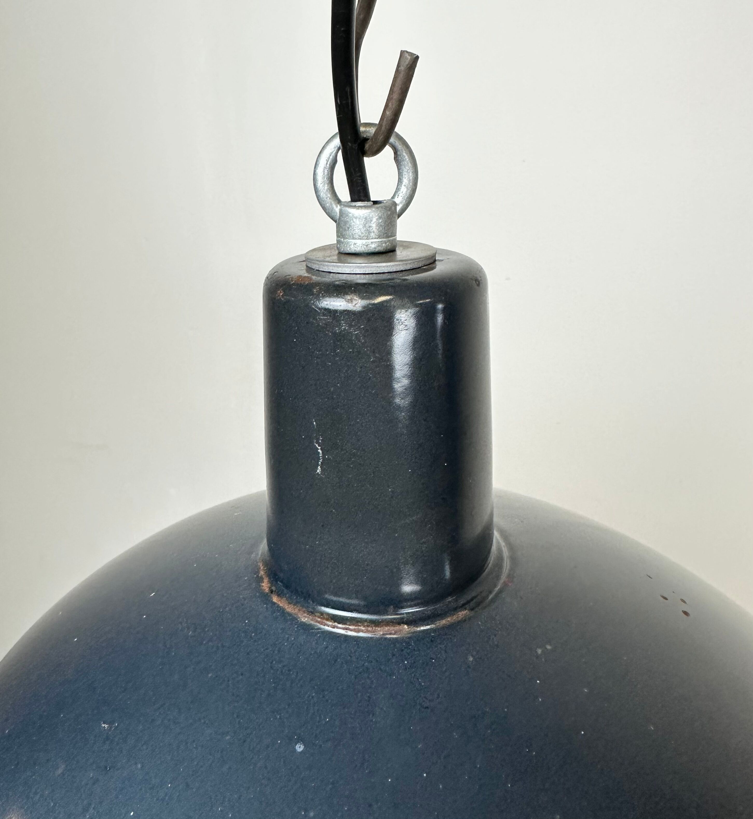 Industrial dark blue enamel pendant lamp from emax, 1960s