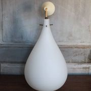 Suspension vintage, suspension goutte d'eau opaline blanche, Lustre opaline