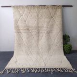 Large Authentic Beni Ouarain Rug, Ecru with Diamond Pattern - 300x200cm