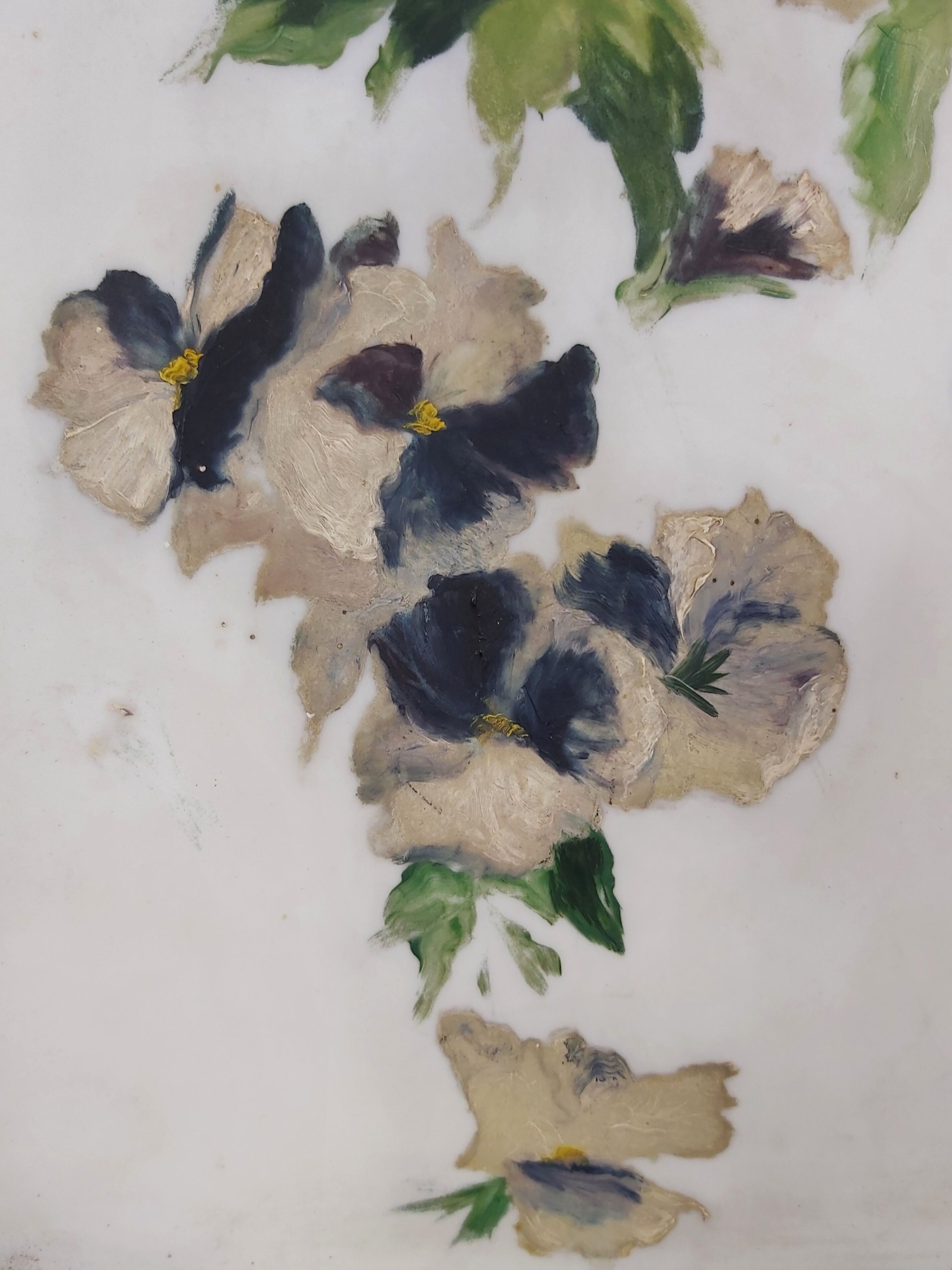 French vintage oil painting on alabaster