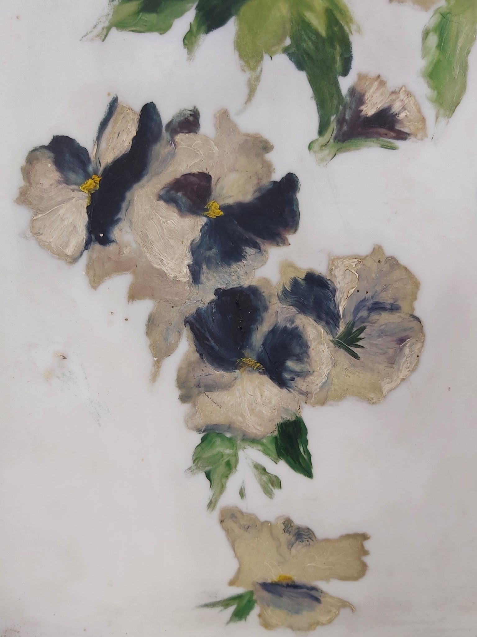 French vintage oil painting on alabaster