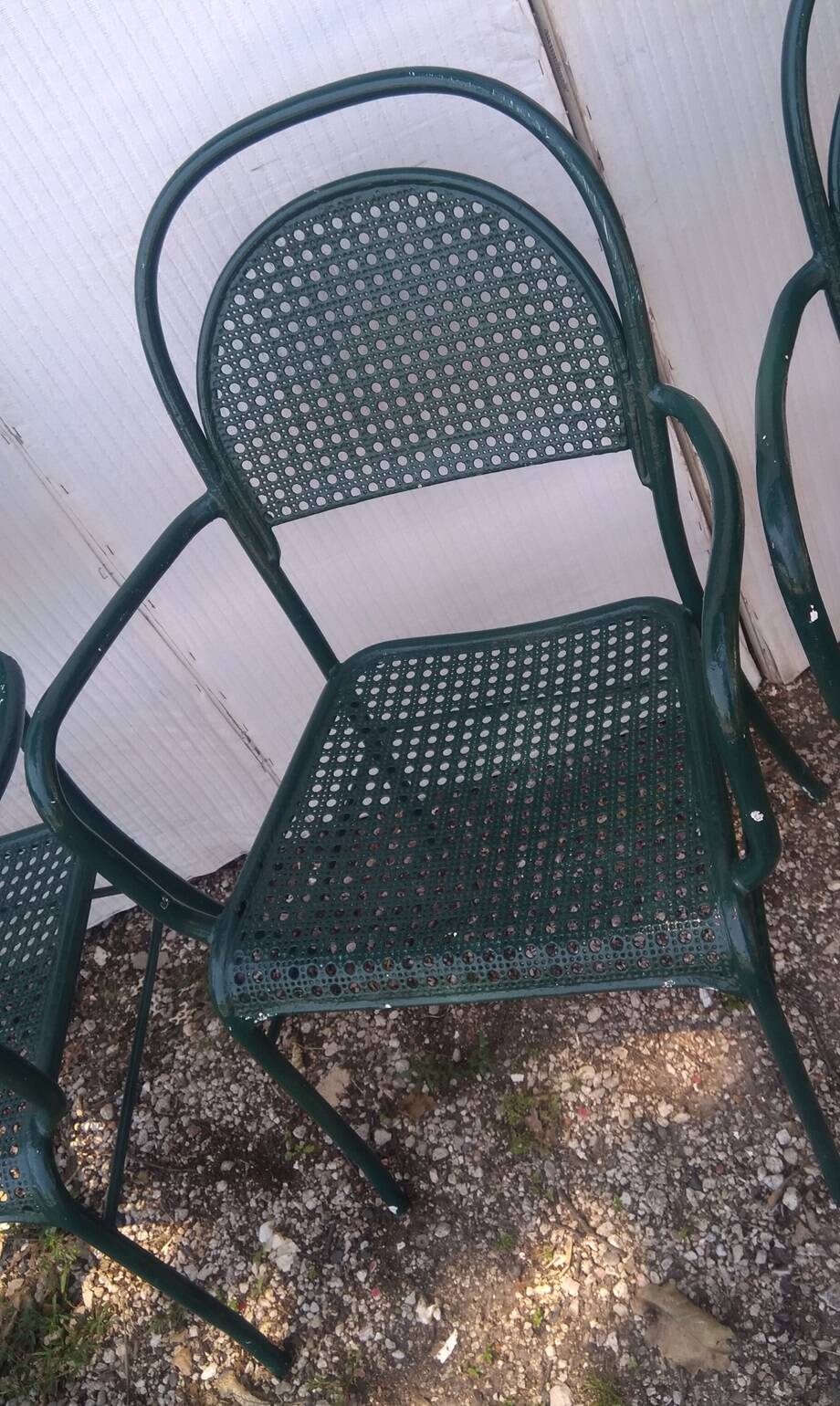 set of 4 perforated metal garden armchairs