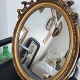 Louis XVI oval mirror with love knot and ribbon