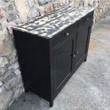 Old black buffet wood tray patina