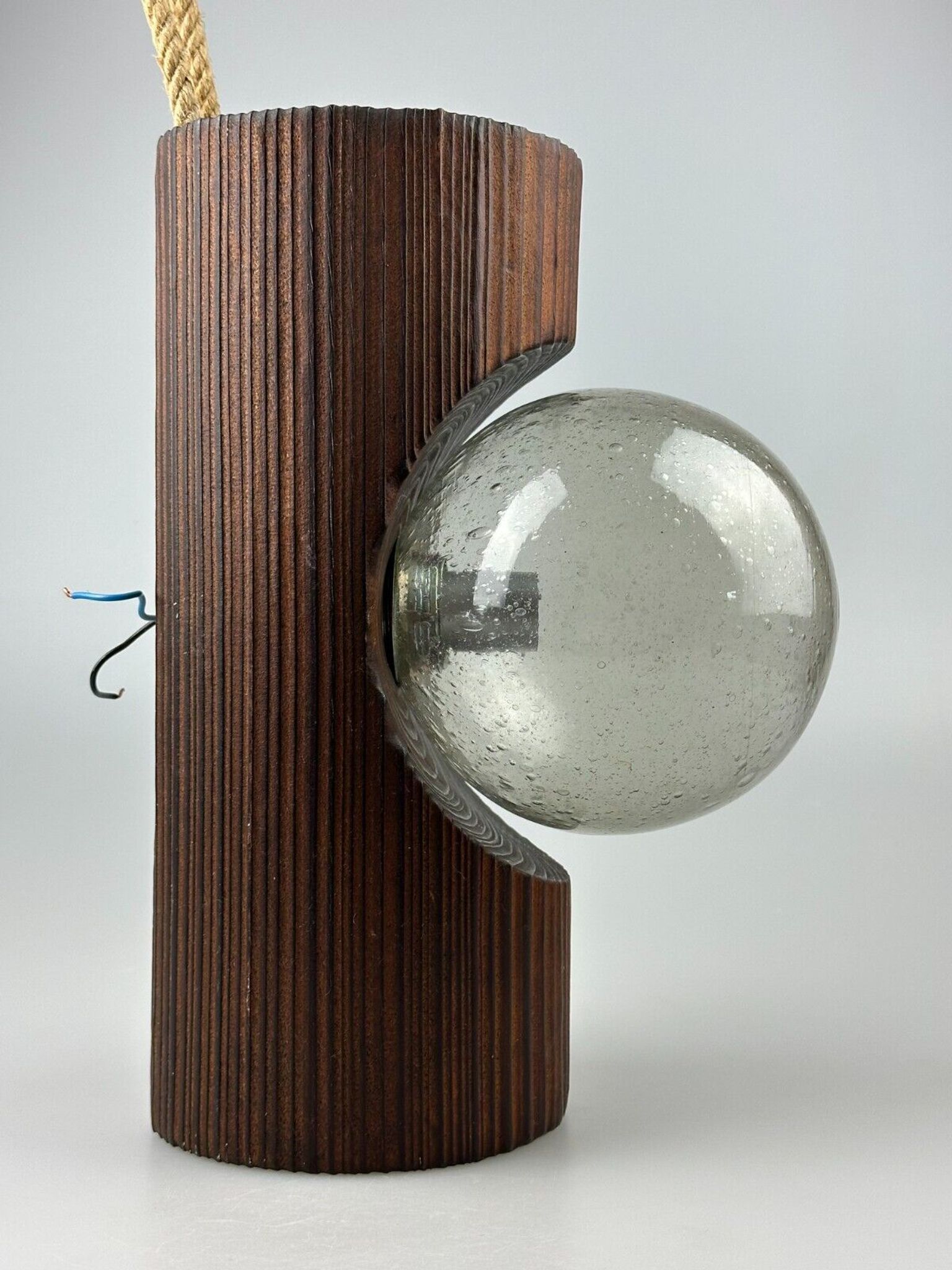 60s 70s Wall Lamp Wood Glass Wall Sconce Brutalist Temde Leuchten Switzerland