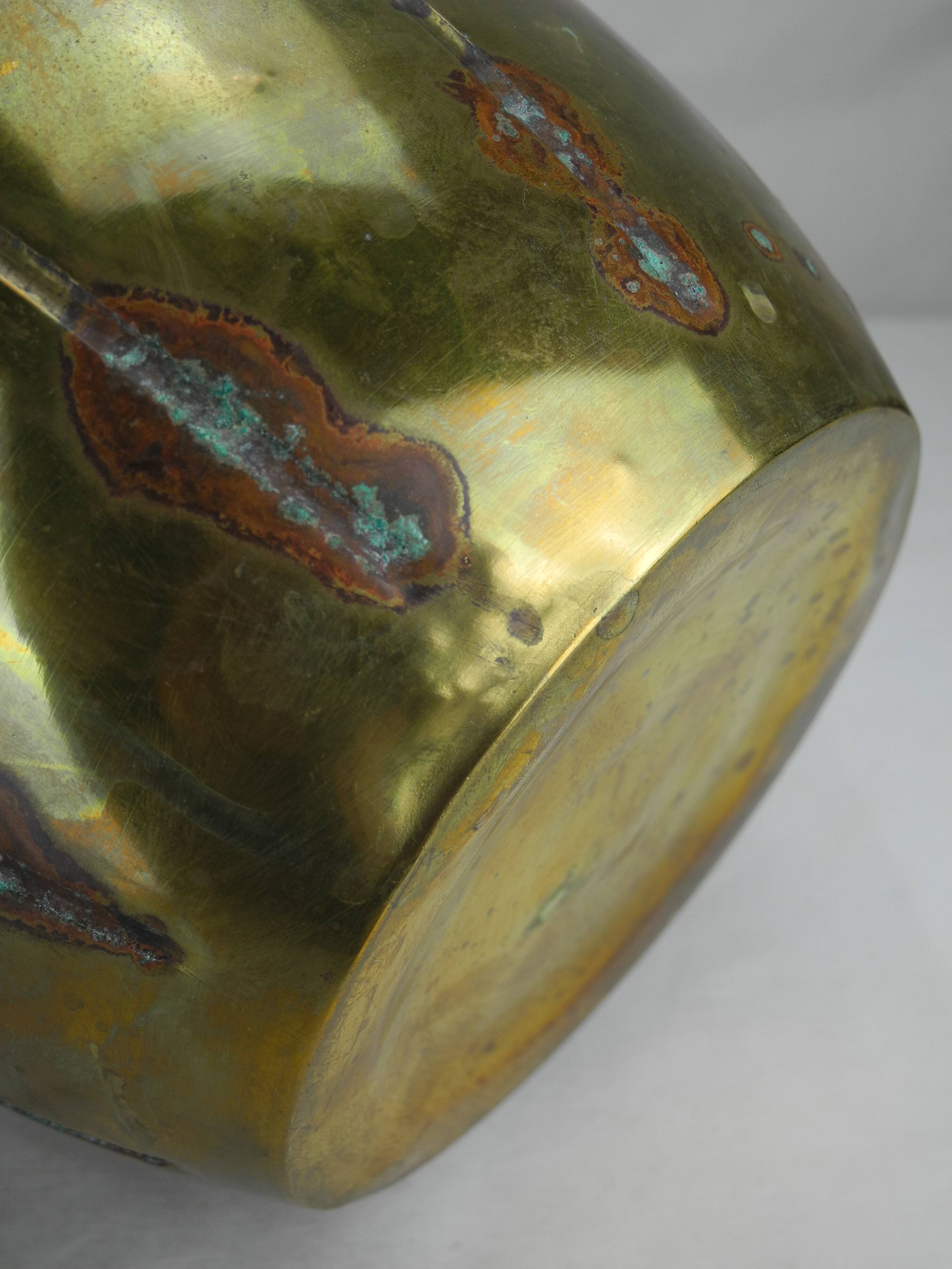 Antique gilded brass flowerpot