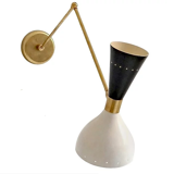 Black and white articulable arm sconce