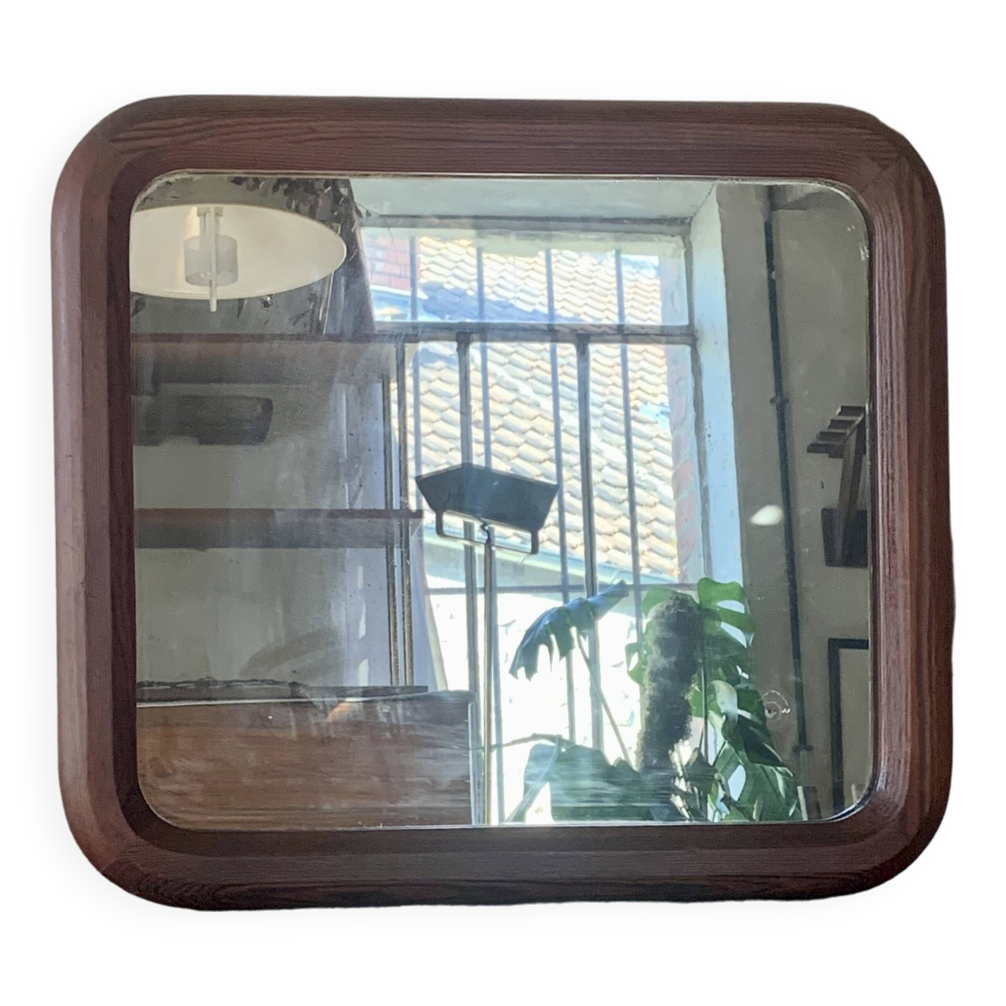 Old vintage wooden wall mirror