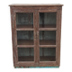 Armoire ancienne vitrée en bois avec fond métal