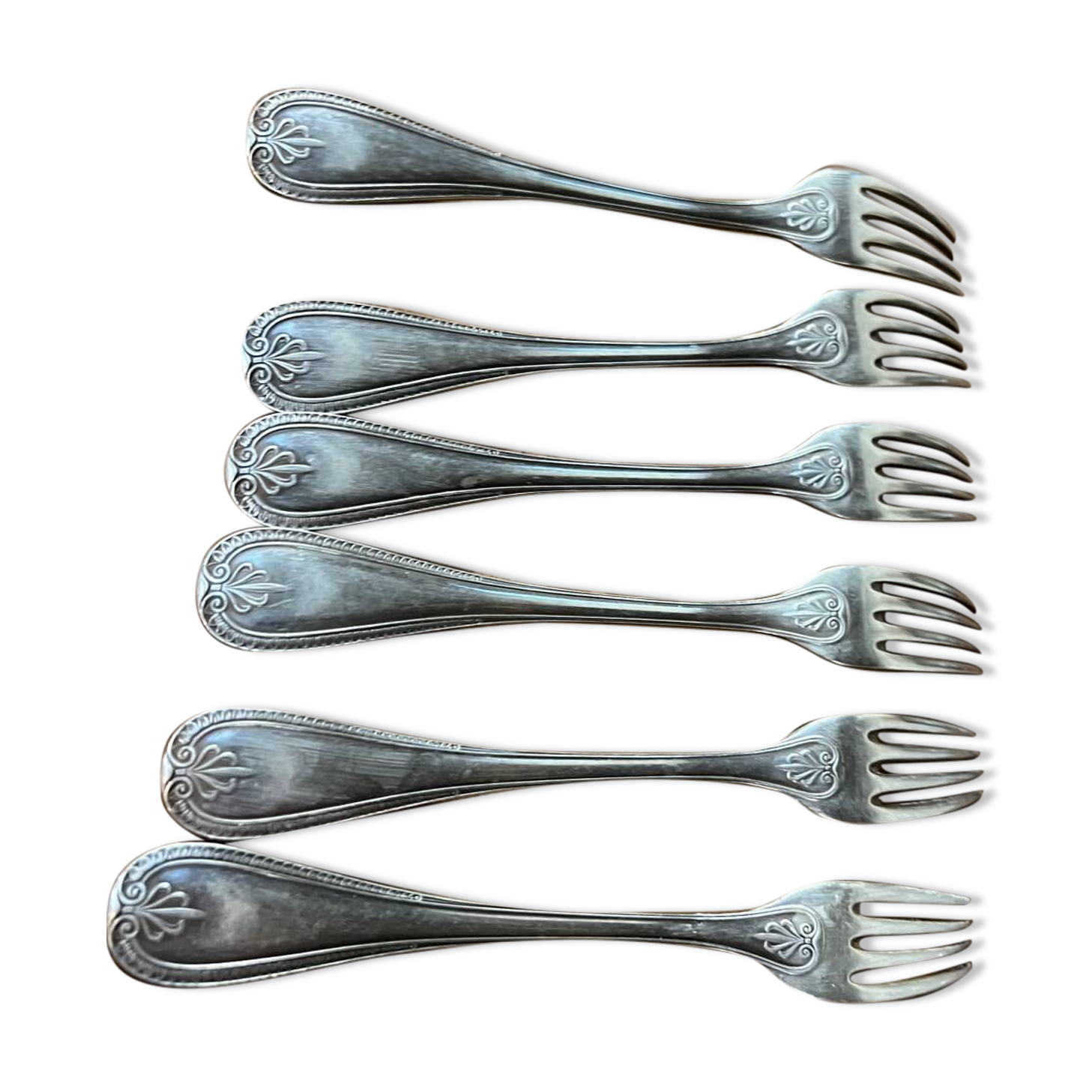 Set of 6 silver metal forks