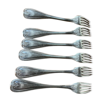 Set of 6 silver metal forks