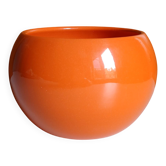 70's orange glazed ceramic round vase