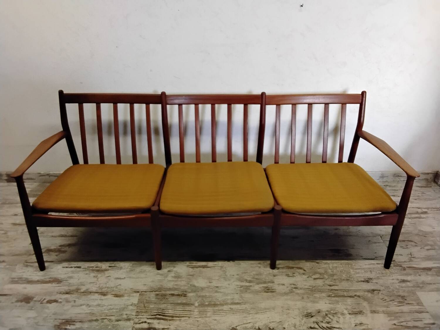 Vintage Scandinavian bench and armchairs for Glostrup 1960