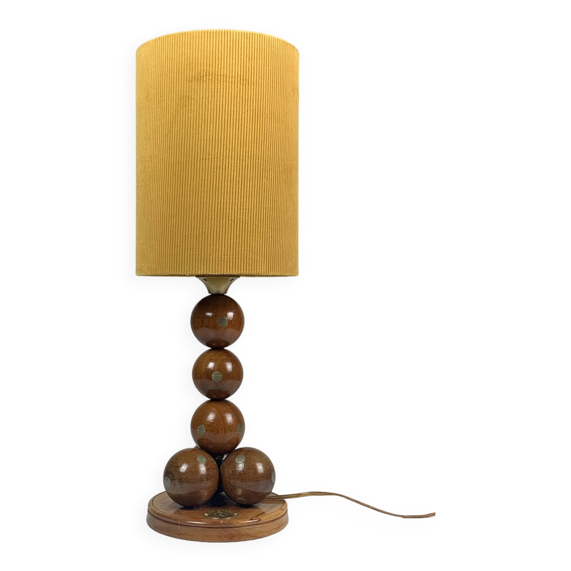 Dutch Handcrafted Commemorative Wooden Sphere Ball Table Lamp, 1976