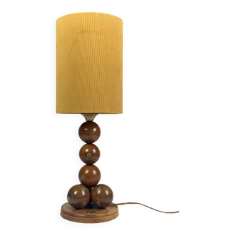 Lampe de table boule en bois commémorative fabriquée à la main, pays-bas, 1976