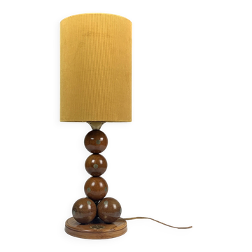 Lampe de table boule en bois commémorative fabriquée à la main, pays-bas, 1976