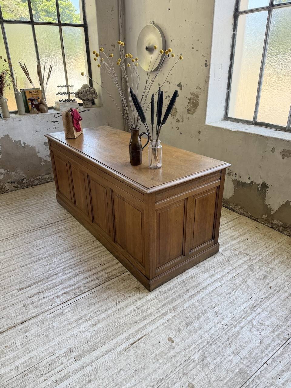 1950s oak office counter