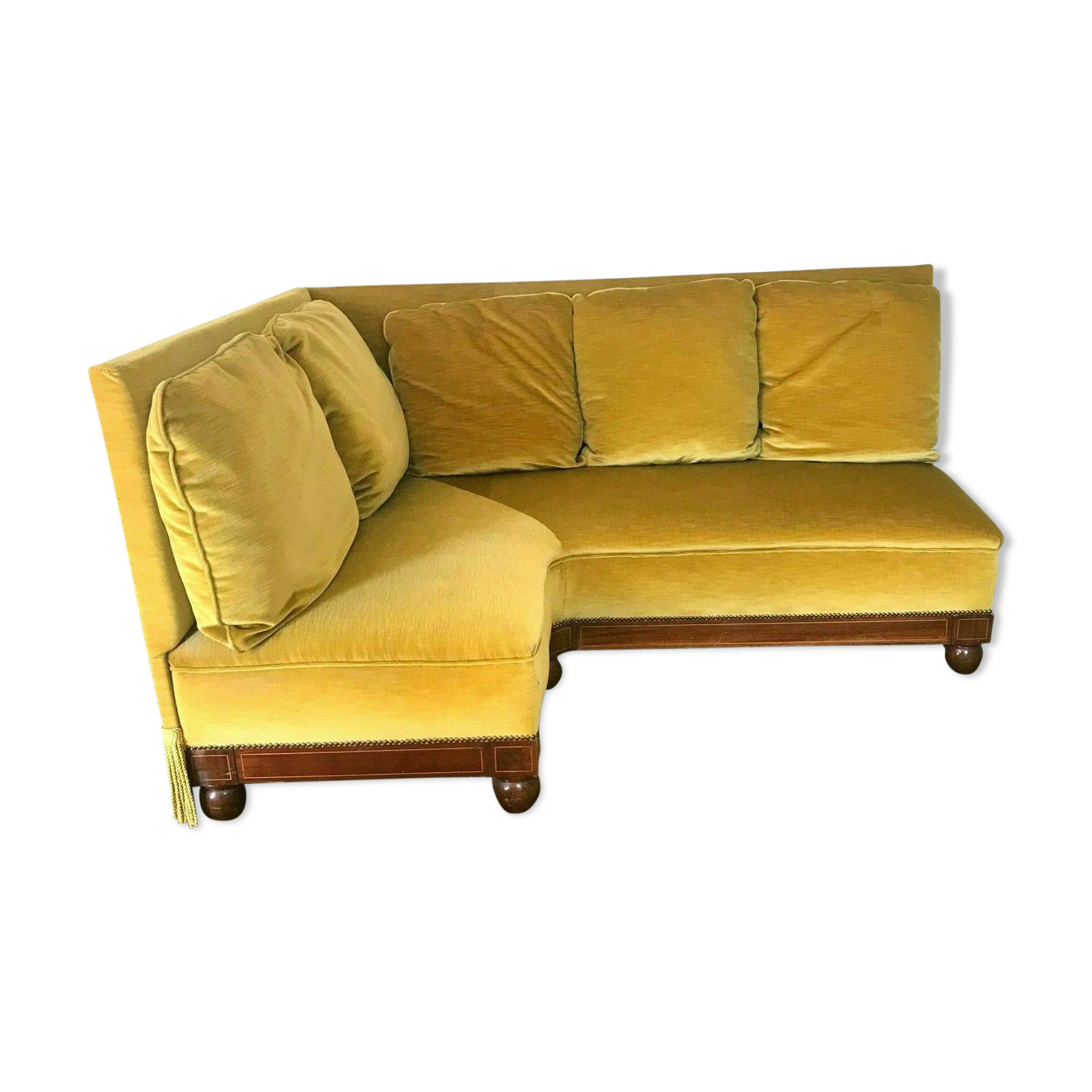 20th century mahogany veneer angle sofa