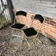 2 Antique Brass & Black Velvet Folding Chairs