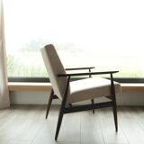 Scandinavian beige corduroy armchair, modern design H.Lis