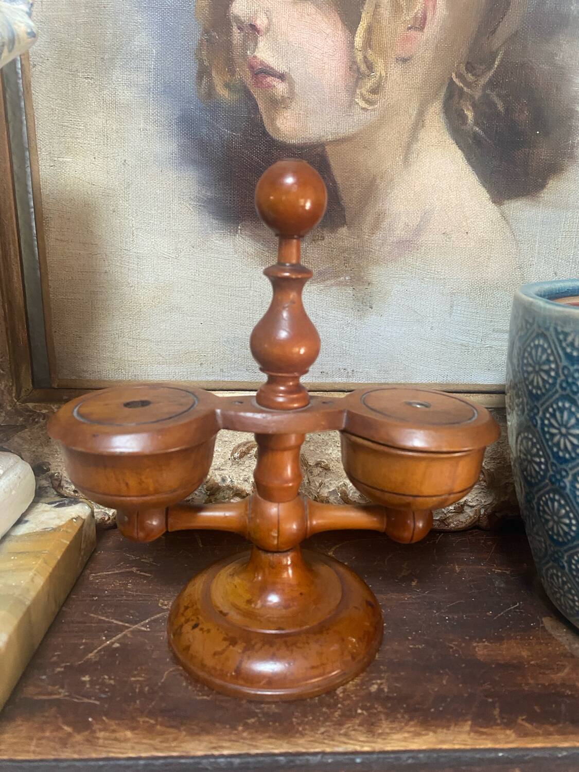 19th century boxwood salt cellar