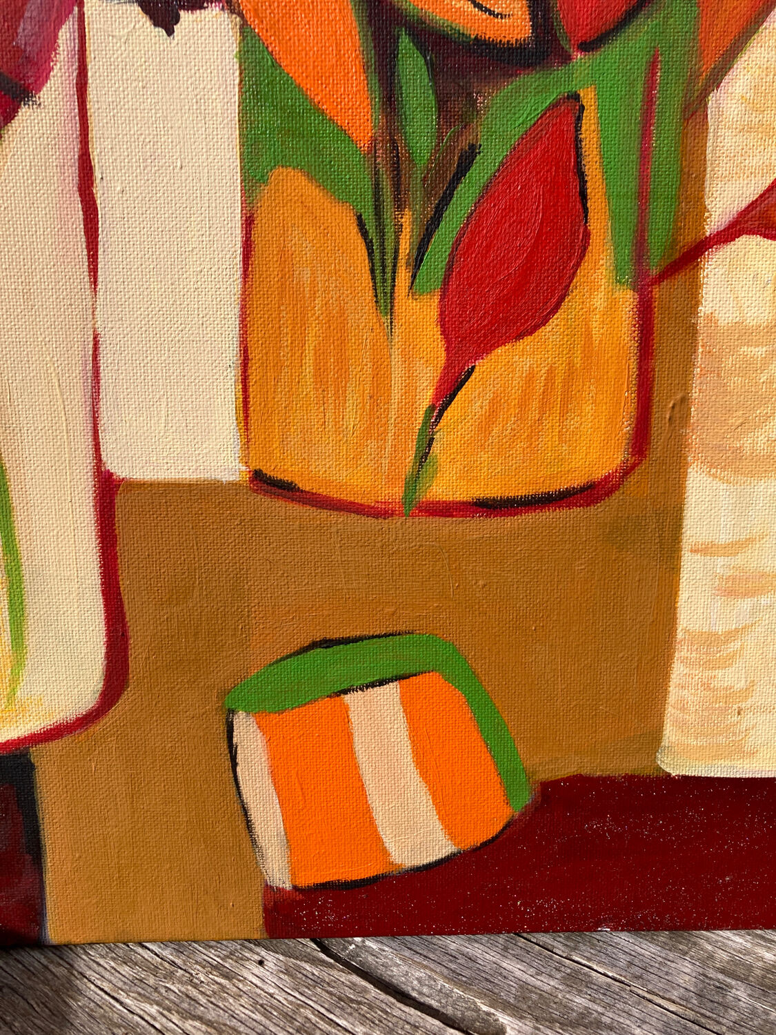 Contemporary painting bouquet of flowers oil on canvas still life