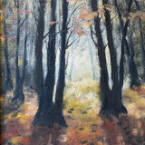 Table painting old forest landscape early 20th century