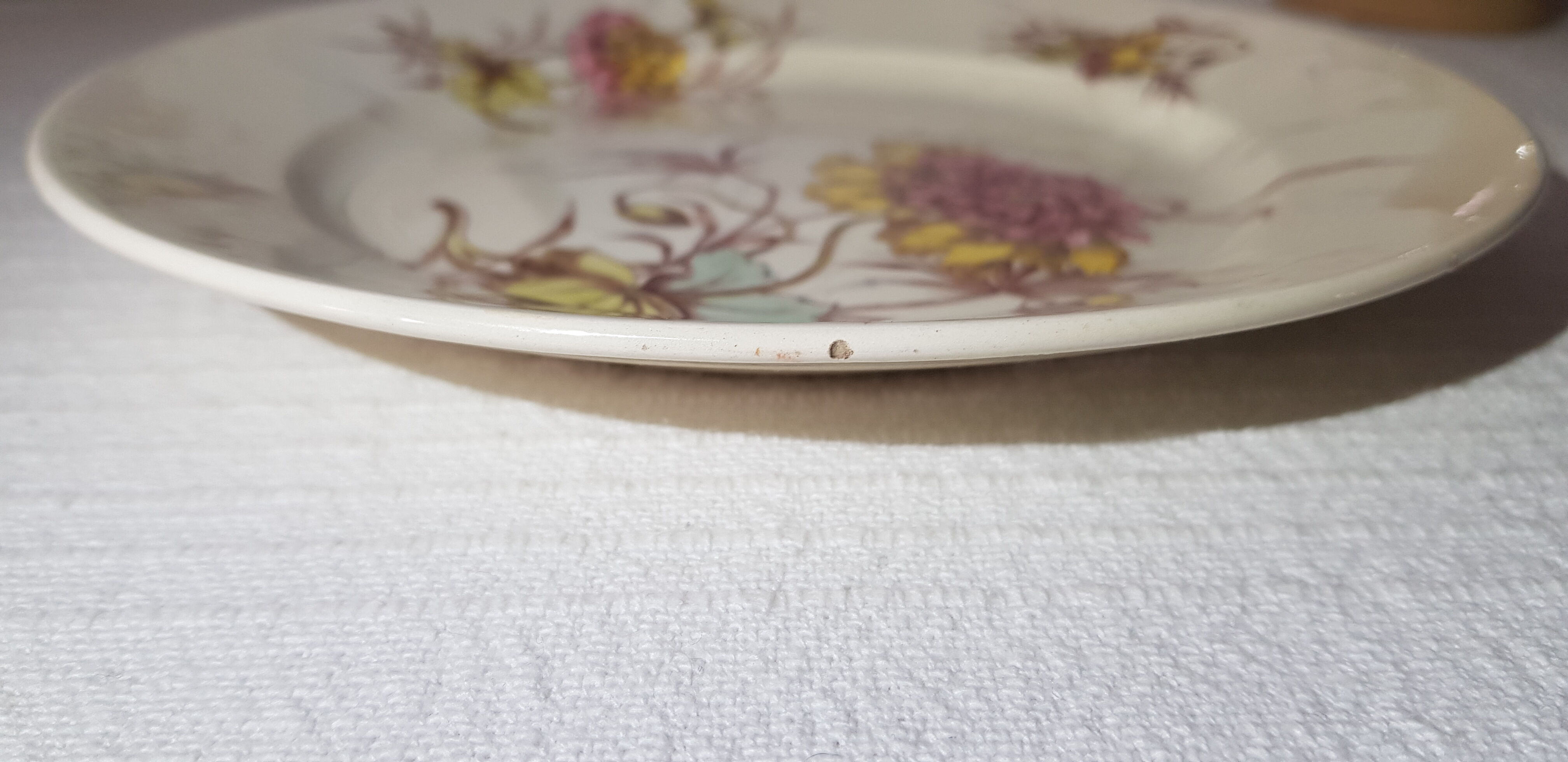 Set of 6 dessert plates in Luneville earthenware, iron earth, polychrome