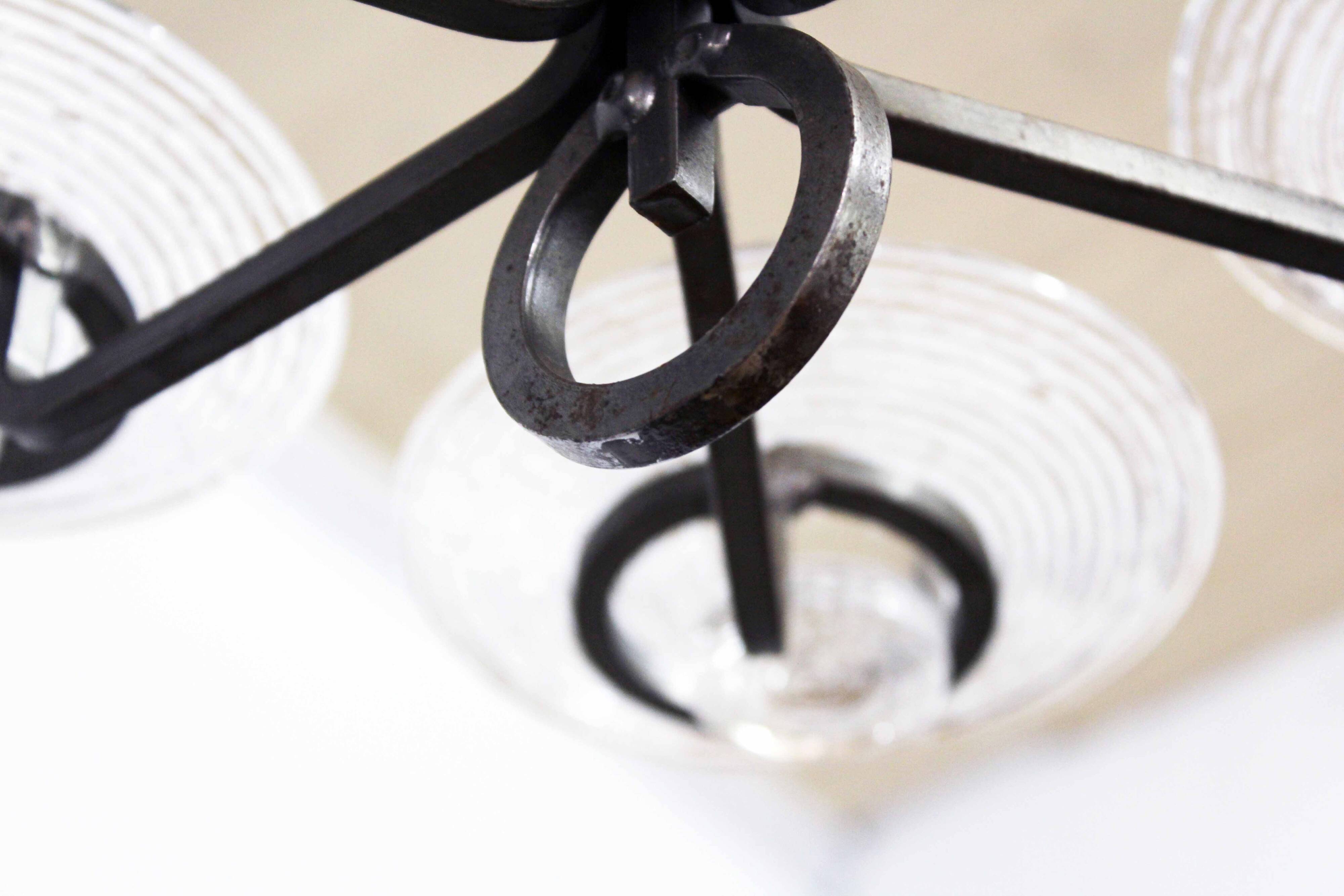 Art deco iron and glass candlestick by erik höglund