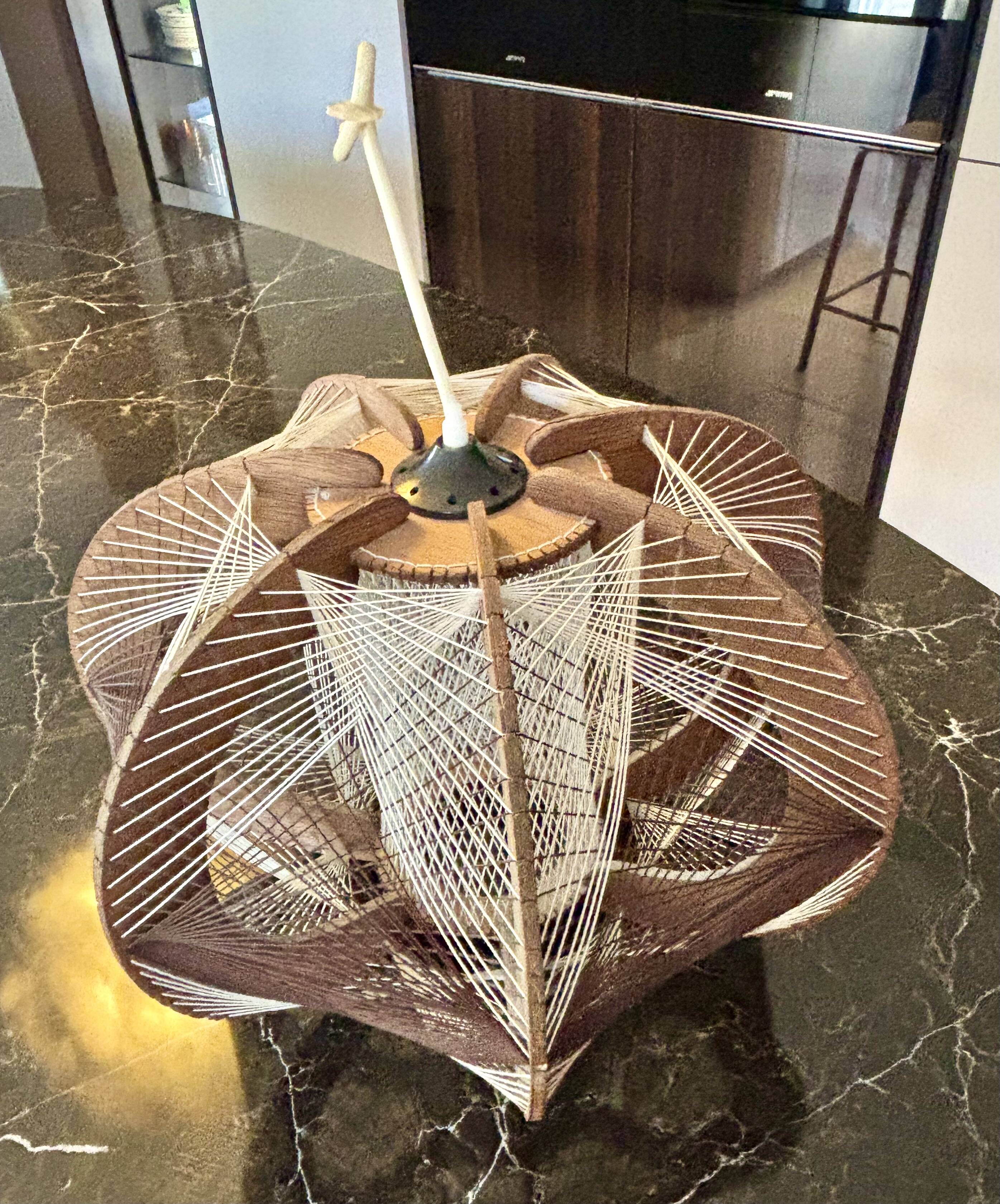 Scandinavian wooden and wire suspension