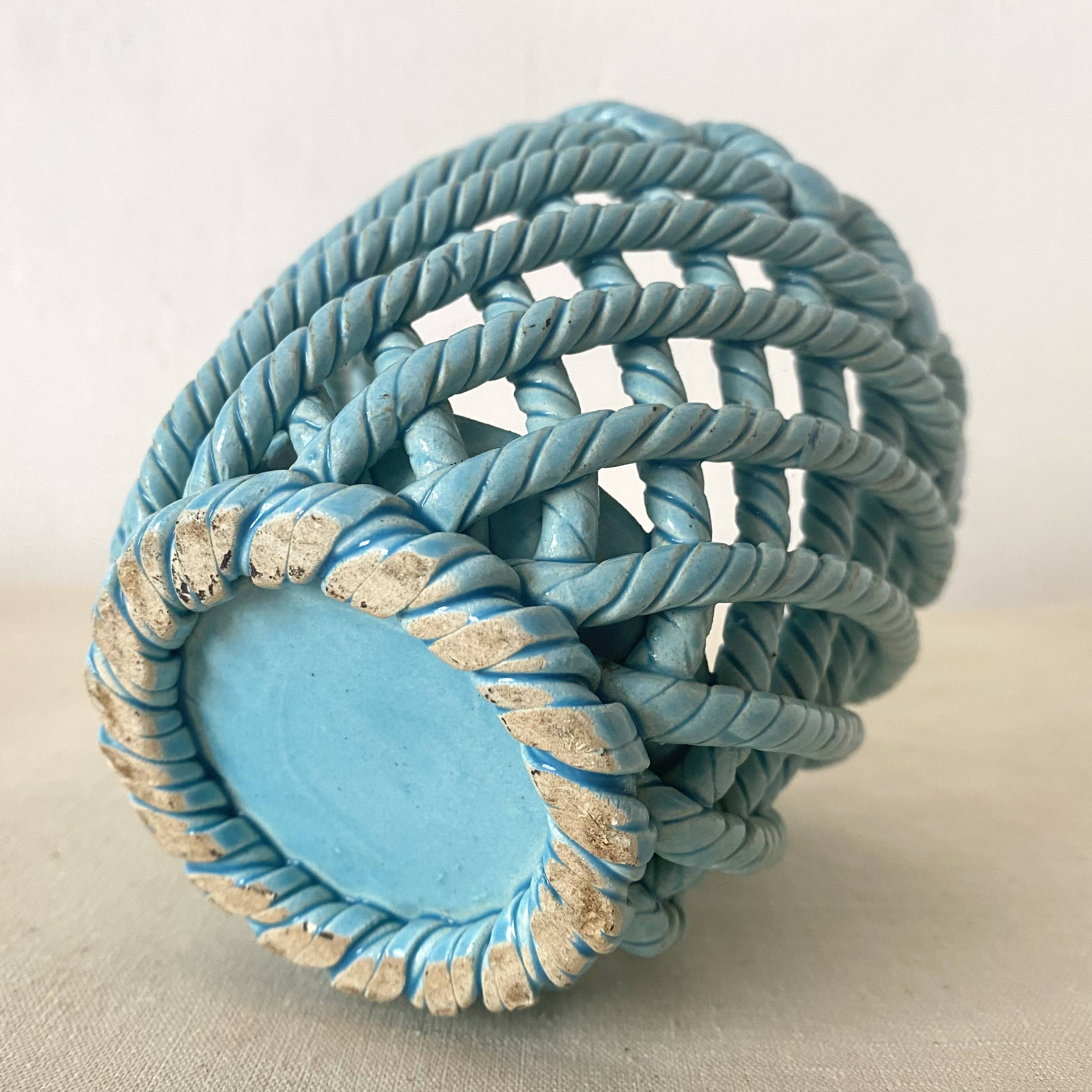 1960s woven ceramic planter