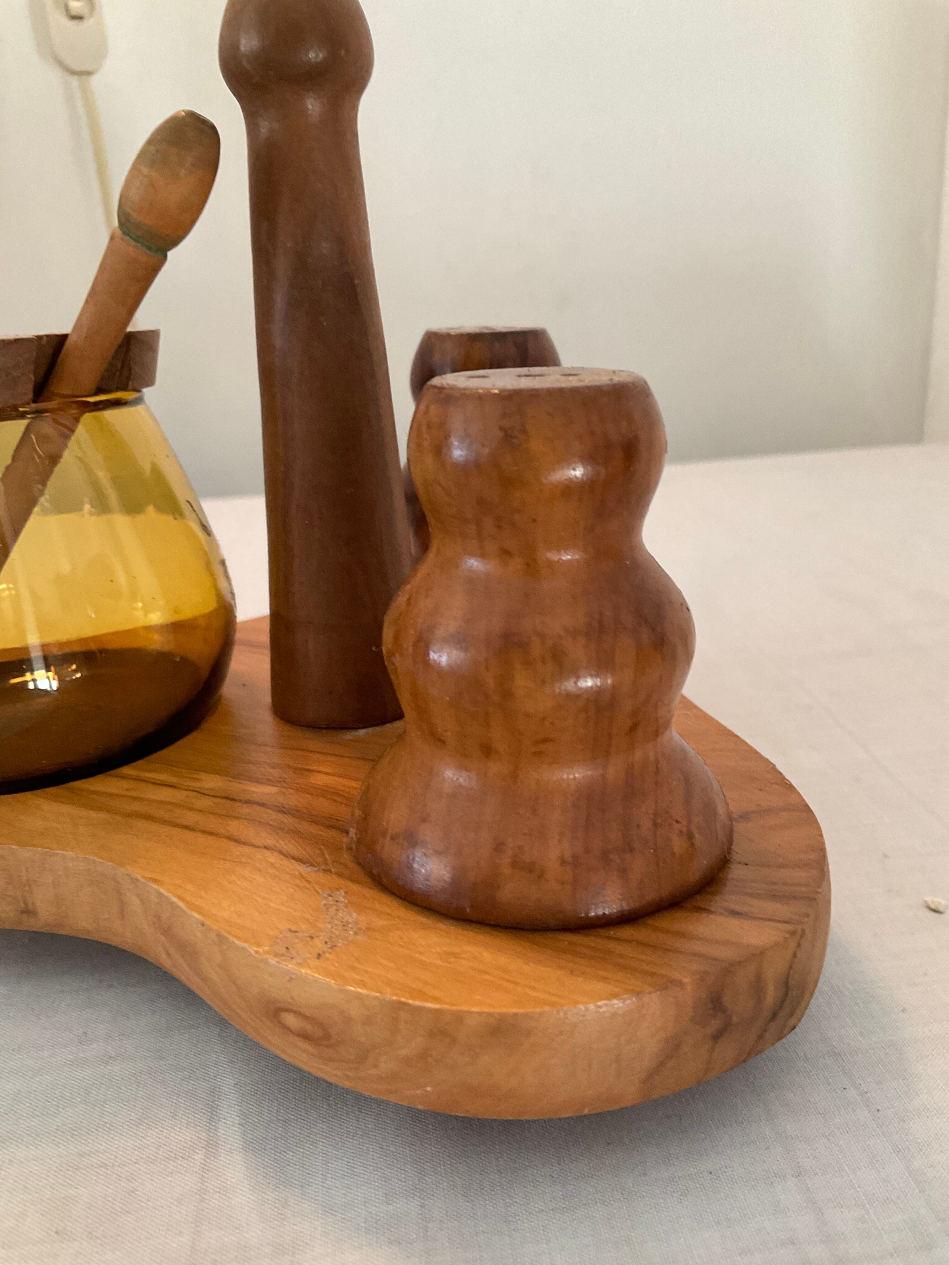 Scandinavian wooden table servant from the 70s