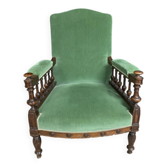 Fauteuil velours vert