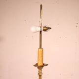 bronze candlestick from the 18th century converted into a lamp with its shade