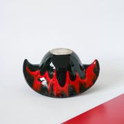 Vide-poche en céramique noir et rouge style Vallauris 1970