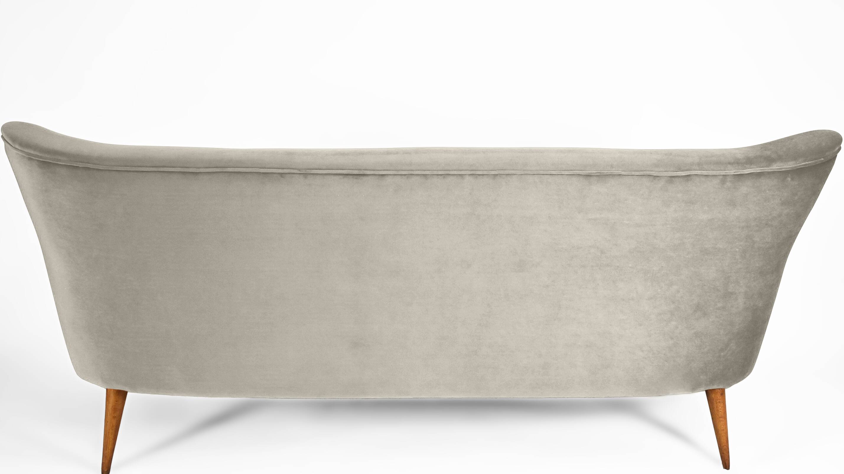 Canapé 3 places en velours d'origine, vieux de plusieurs années 60, gris