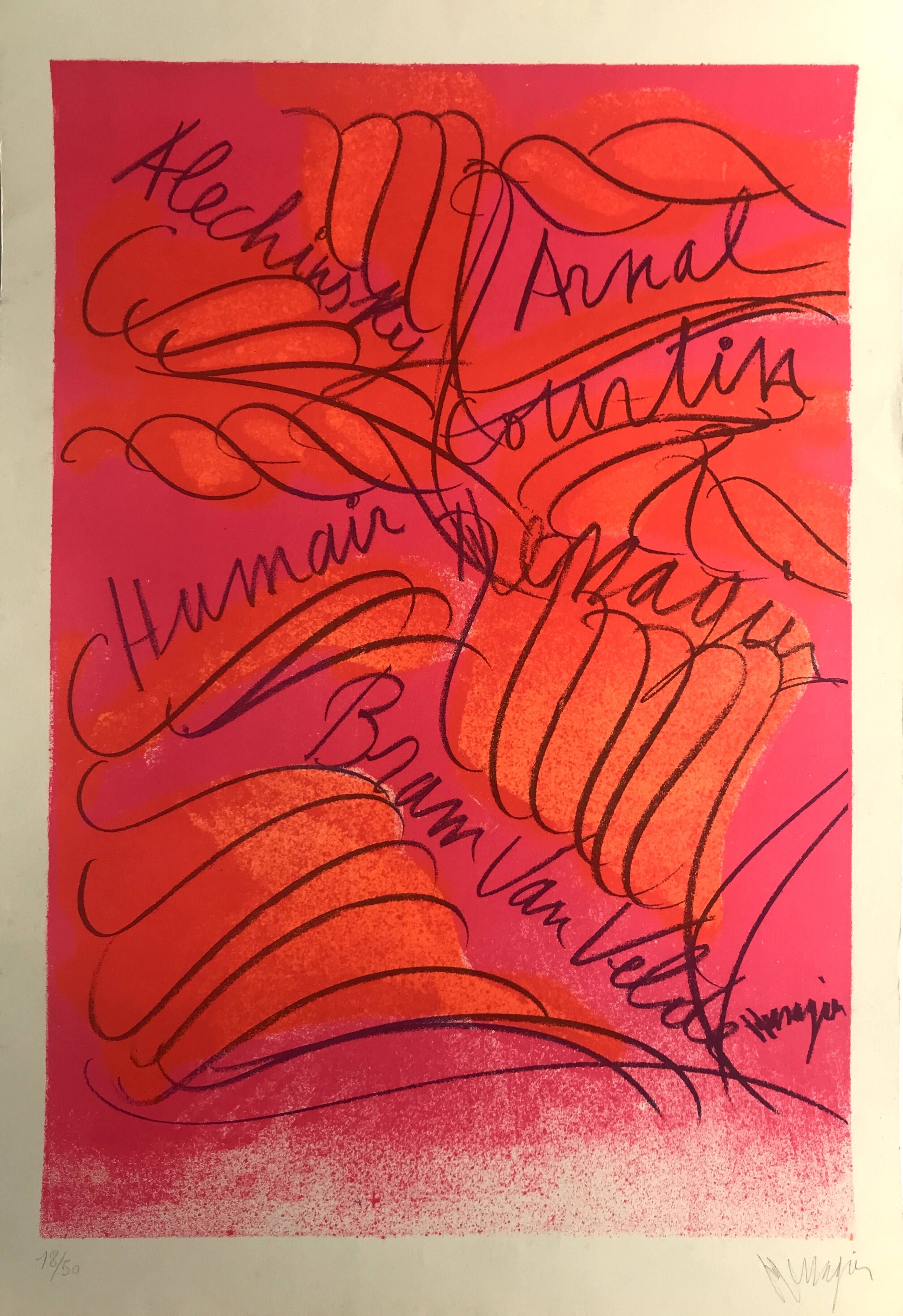 Messenger alechinsky arnal van velde, c 1980. lithograph signed in pencil