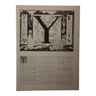 Lithographie originale sur la lettre Y