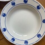 Deep plates with blue apple pattern