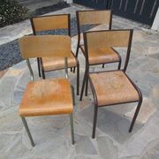 Lot de 4 chaises d'école anciennes