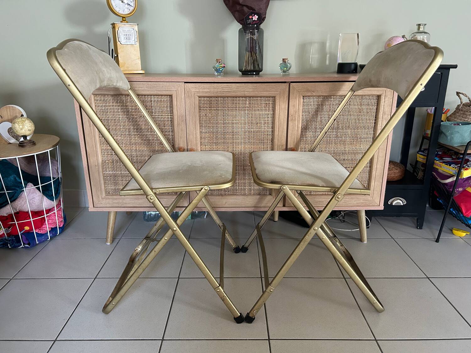 Set of 2 Vintage Folding Opera Chairs