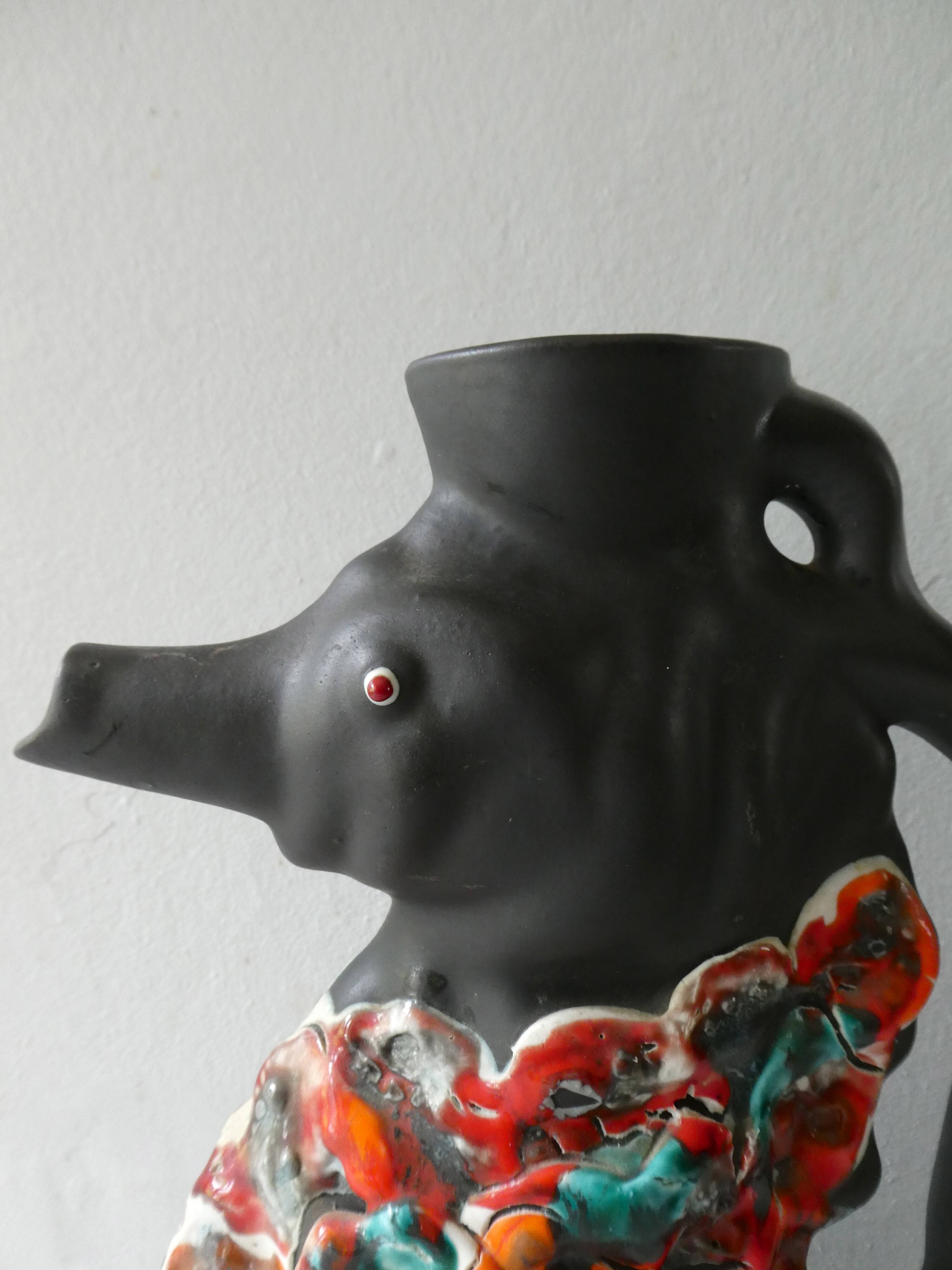 Zoomorphic ceramic pitcher vase, 60s