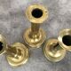 Set of 3 old brass copper zipper candlesticks