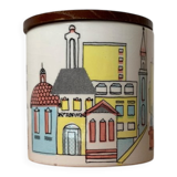 German ceramic box or mid-century biscuit jar with a teak lid by SMF Schramberg Keramik, 1960s