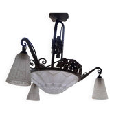 Art Deco chandelier wrought iron Nancy style twentieth era