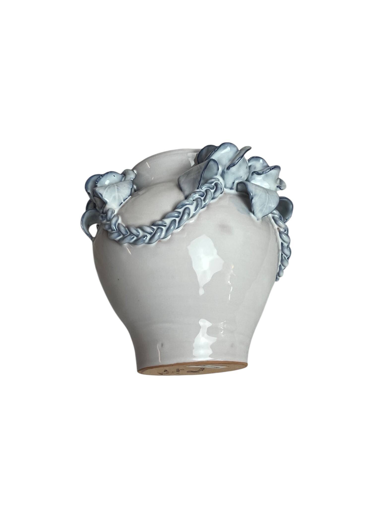 Ceramic vase from Varages in pink and blue.