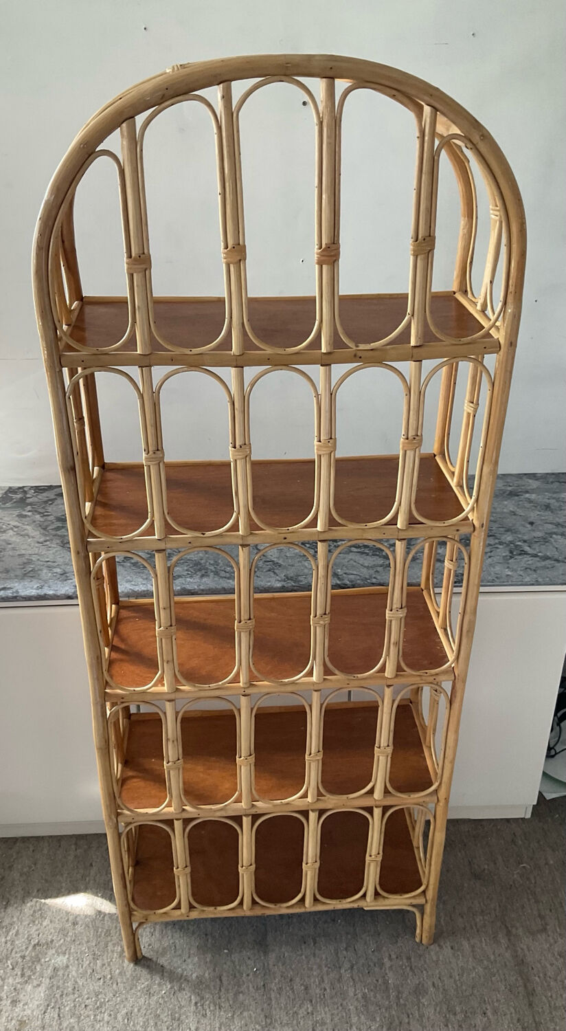 1960s-70s rattan shelf